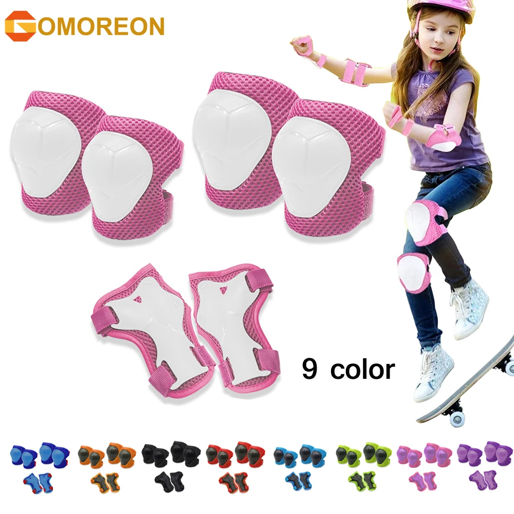 Cycling Protective Gear For Kids - GOMOREON 6 adet/takım Çocuklar Diz Pedleri
